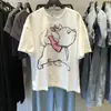Camiseta Blanca Casual Suelta de Manga Corta con Estampado de Gato Tsundere de Seda de Leche para Mujer Verano Nuevo Top para Estudiante