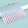 Set de 14 piezas de bolígrafos de manicura degradados azul y rosa para puntos de venta transfronterizos, set de 14 piezas, pintado, línea de arrastre, difuminado, bolígrafo de fototerapia, herramientas de manicura