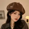 Boina Oitavada Metálica Doce Estilo Outono/Inverno para Mulheres, Chapéu Boina Painter Newsboy Moda Retro Coreana Celeb da Internet