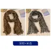 Bufanda plisada vintage con estampado de leopardo para mujer, bufanda larga de seda fina arrugada, chal decorativo accesorio para abrigo de ambiente invernal