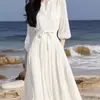 Vestido Simples e Elegante, Estilo Francês, Adequado para Primavera e Verão, Chiffon Branco, Temperamento Feminino, Como uma Deusa, Estilo Gentil