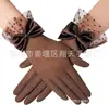 Moda Lolita Guantes de Noche para Boda y Novia Malla de Lunares Encaje Guantes Creativos con Lazo