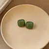 Pendientes cuadrados de plata Dopamina con gota de aceite, moda niche de alta gama, pendientes sencillos y elegantes, pendientes de temperamento de lujo ligero únicos