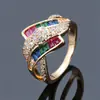 Estilo Lujo Ligero, Diseño de Nicho, Anillo Creativo de Circonita Sintética Colorida, Gama Alta, Sencillo, Elegante, Joyería de Mano Versátil para Mujer