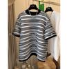 Camiseta Feminina de Verão Solta e Versátil com Estampa Ondulada Tridimensional Sensorial de Textura, Tendência Ins, Sensação Niche de Alta Qualidade, Top de Meia Manga