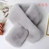 Bufanda de Felpa Transfronteriza para Mujer, Invierno Doble Cara Peluda Cálida Atmósfera Estilo Coreano Protección Cruzada Cuello Calentador de Cuello de Piel de Conejo Sintética