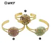WT-B642 nuevo colgante de piedra preciosa con cuentas de colores diseño hueco de latón 18K pulsera ajustable para mujer