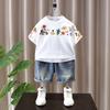 Camiseta Infantil de Verão de Manga Curta com Desenho Animado 2025 Novo Top Fino Moda Bebê Manga Curta Pulôver 3