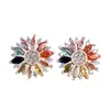 Brincos de Zircônia Coloridos de Girassol Levemente Luxuosos para Mulheres, Brincos de Flor com Pedras Preciosas Coloridas de Design Exclusivo, Brincos Versáteis