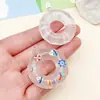 Anillo Flotador de Natación Transparente de Color Cartoon de Resina Artificial Creativa de 7 Colores Mixtos Colgante para Llavero DIY Accesorios de Joyería