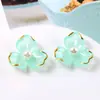 Adornos florales de tres pétalos semitransparentes con borde dorado para zuecos, hebillas de zapatos, accesorios de bricolaje, accesorios para el cabello y pegatinas para fundas de teléfono