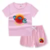 Camiseta de cuello redondo para niños, pantalones cortos, camiseta informal coreana, conjunto de camiseta interior absorbente de sudor, de caramelo, de verano 2023