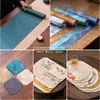 Tapete Individual de Seda Fragrante Nuvem Azul Lenta Novo Estilo Chinês Zen Mesa para Chá Seco Tapete de Mesa Toalha de Mesa Trama Nishijin de Luxo Leve
