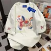 Camiseta de Manga Corta Retro Zodiaco 2026 para Mujer, Algodón Puro Estilo Americano Estampado de Pony Año Nuevo Top Rojo Vino para Pareja