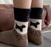 Calcetines de Lana Fair Isle Retro para Cachorro Otoño e Invierno Espesados Calientes de Media Pantorrilla Calcetines Largos Calcetines de Felpa Calcetines de Peluche Lindos