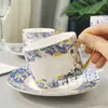Suministro Directo Transfronterizo D Hogar Lujo Hortensia Taza de Café y Platillo Estilo Europeo Juego de Té de la Tarde Taza de Té Negro 2 Tazas 2 Platos Caja de Regalo
