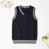 Chaleco para Niños Chaleco de Uniforme Escolar para Estudiantes Estilo Universitario Chaleco Superior Suéter Gris para Niños Grandes Chaleco de Uniforme Escolar Tejido Uniforme