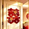 Pegatinas de personajes felices de moda para bodas en terciopelo burdeos, pegatinas tridimensionales de personajes felices para decoración de la habitación nupcial, pegatinas de personajes felices para puertas y ventanas
