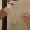 Bragas de Encaje Ligeramente Lujosas con Estampado de Melocotón Estilo Francés para Mujer, Tanga Sexy de Encaje Hueco con Abertura de Baja Cintura para Mujer