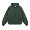 Moletom com zíper e capuz de fleece pesado de 380g, design moderno, fácil de combinar e macio ao toque na pele