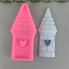 Molde de silicona con forma de huevo para hornear pasteles, chocolate y azúcar, con diseño de castillo y casa de castillo.