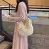 Bolso Tejido Hueco para Mujer, Bolso de Playa Estilo Vacaciones de Verano, Tejido a Mano con Hilo de Algodón, Bolso de Hombro de Gran Capacidad, Bolso Tote