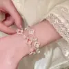 Pulsera extensible de flor con cuentas de cristal blanco, sensación de lujo ligero y alta gama, moderna y versátil, joyería de diseño nicho