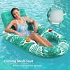 Cama Flutuante Inflável de PVC Espreguiçadeira Aquática Encosto Ajustável Porta-Copos Colchão Inflável para Piscina de Adultos