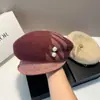 Sombrero de Pato de Algodón Cálido Otoño e Invierno para Madre Gorro de Punto Engrosado con Perlas Estilo Coreano Boina Rayada Sombrero de Lana