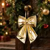 Laço de Natal com Película Metálica Dourada Estilo Luxo Leve, Pingente Decorativo para Árvore de Natal, Enfeite Pendurado para Decoração Festiva