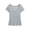 Verano 2025 Tela de Lyocell Cuello en U Grande Holgada Adelgazante Camiseta Versátil Manga Corta Transparencia Mínima Top Perezoso para Mujer