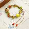Jingdezhen Navidad Cerámica Cuerda Trenzada Pulsera Animales de Dibujos Animados Cuerda de Mano Joyería al por Mayor para Atracciones Turísticas Nicho Lujo Ligero