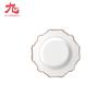 Platos Cerámicos Irregulares Dentados con Borde Dorado para Hoteles de Bodas, Vajilla para Mesa de Postres, Personalizables con Logo, Porcelana de Hueso para Banquetes de Bodas, Modernos y Sencillos