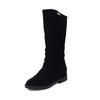 Otoño e Invierno Nuevo Moda Europea y Americana Botas de Manga Comercio Exterior Talla Grande Tacón Plano Botas de Mujer Tacón Bajo Forro Polar Botas de Caballero