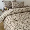 2026 Nuevo Juego de Ropa de Cama de Lino de Cuatro Piezas Sábanas de Algodón Puro Funda de Edredón Espesa Cepillada Juego de Tres Piezas de Algodón y Lino para Dormitorio