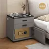 Nueva mesita de noche inteligente antirrobo para dormitorio, no requiere instalación, mueble de noche de madera maciza para uso doméstico, gabinete de almacenamiento multifuncional, seguro