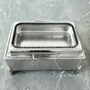 Fogão de Buffet de Aço Inoxidável com Borda Grande e Pés Planos, Fogão de Café da Manhã de Hotel Visível, Fogão a Álcool Dourado, Fogão para Manter Alimentos Aquecidos