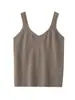 Nuevo Suéter de Punto de Cachemira para Mujer Otoño e Invierno, Camisola Top Corto con Diseño Hueco sin Mangas