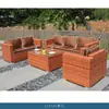 Juego de Mesa de Centro y Sillas de Ratán de Cinco Piezas, Mesa y Sillas Tejidas de Ratán Impermeables y Resistentes al Sol, Muebles de Exterior para Patio y Ocio, Muebles de Exterior de Ratán de Imitación
