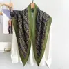 Pañuelo triangular de seda sintética con diseño coreano JM, pañuelo de seda estampado estilo 'old money' para mujer, pañuelo versátil, chal, prenda de abrigo, cinturón para la cintura