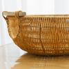 Cesta de frutas tejida de imitación de ratán estilo pastoral para el hogar, cesta de almacenamiento para verduras de cocina, cesta para la compra en la sala de estar y el dormitorio.