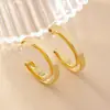 Brincos Europeus e Americanos de Moda Transfronteiriços em Forma de C Vazados para Mulheres, Temperamento de Alto Padrão, Cobre Francês Banhado a Ouro 18K, Brincos Vintage, Atacado