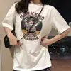 Camiseta de Manga Corta con Estampado de Dibujos Animados Estilo Coreano de Verano para Mujer 2026 Nuevo Estilo Holgado Bf Diseño Perezoso Versátil Top de Algodón Puro