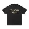 Transfronteiriça 24ssfog linha peito letra ESSENTIALS Camiseta de manga curta americana tendência solta high street masculino e feminino