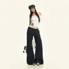 Pantalones Casuales de Pierna Ancha y Pierna Recta de Cintura Baja hasta el Suelo, con Parches de Encaje de Moda Nuevos para Primavera y Otoño 2026 para Chicas Atrevidas