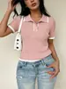 Camisa Polo de mujer con cuello, superventas transfronterizo, casual y versátil, con un diseño de color contrastante, cómoda para ir al trabajo, ofreciendo una belleza única