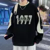 Camiseta holgada de manga larga para hombre, sudadera versátil de cuello redondo para primavera y otoño, top estampado de marca nuevo y moderno para adolescentes, estilo americano