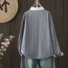 Foto real de la nueva camisa de algodón puro de estilo coreano, holgada, fresca y sencilla, para otoño de 2026, camisa de manga larga a cuadros para mujer
