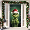 Cubierta de Puerta Decoración de Dibujos Animados del Grinch Cubierta de Puerta Navideña Monstruo Verde Grinch Tela Colgante Tapiz Fondo de Cubierta de Puerta
