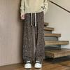 Pantalones Casuales Estilo Americano para Hombre, Comercio Transfronterizo 2025, Marca de Tendencia Otoñal, Pantalones Anchos de Pierna Recta Talla Grande con Estampado de Leopardo